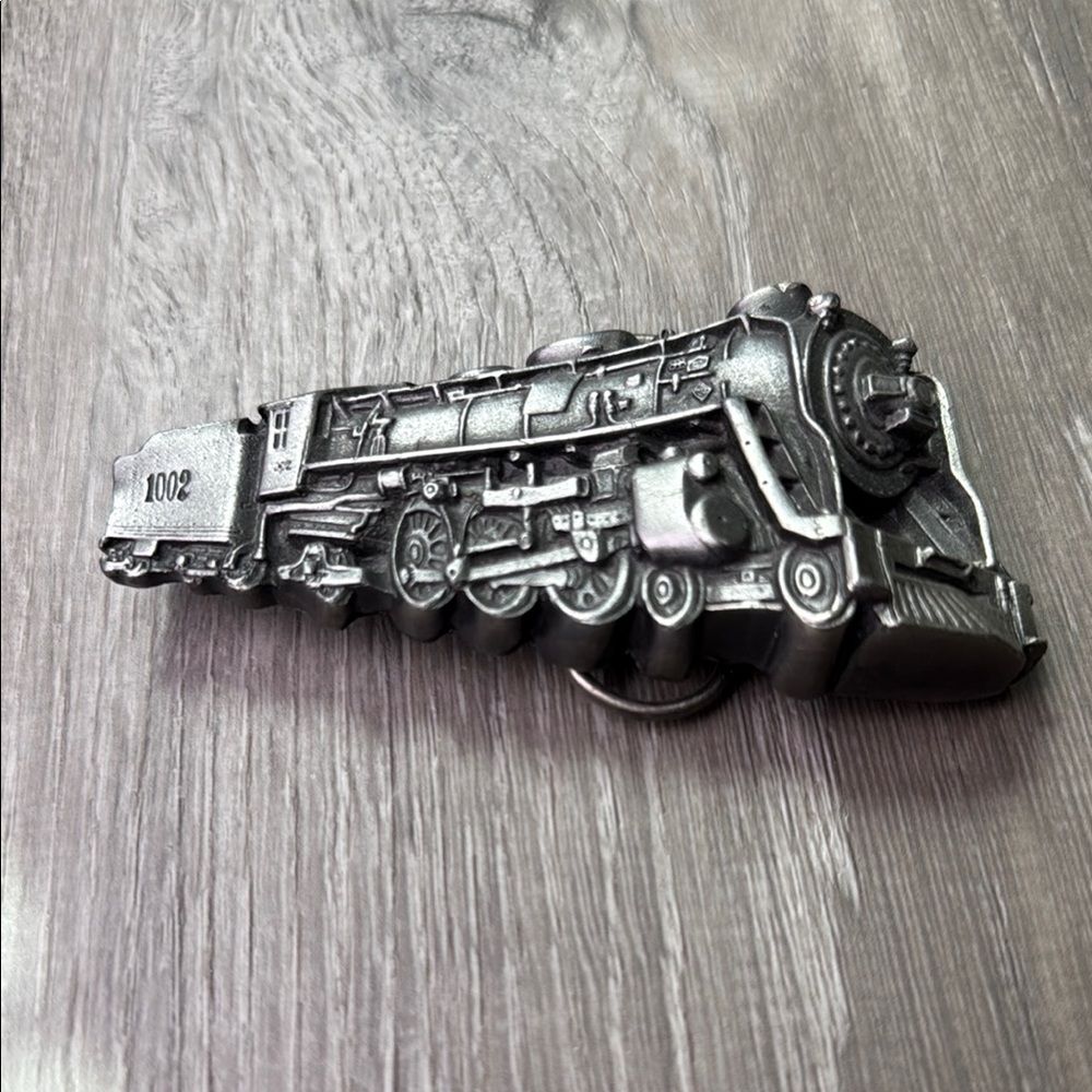 Silver Steam Engine Belt with Intricate Details